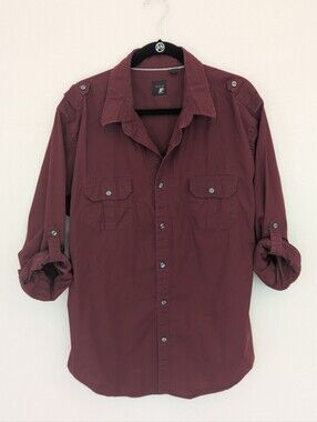 Men's Long Sleeve Button Shirt in Burgundy